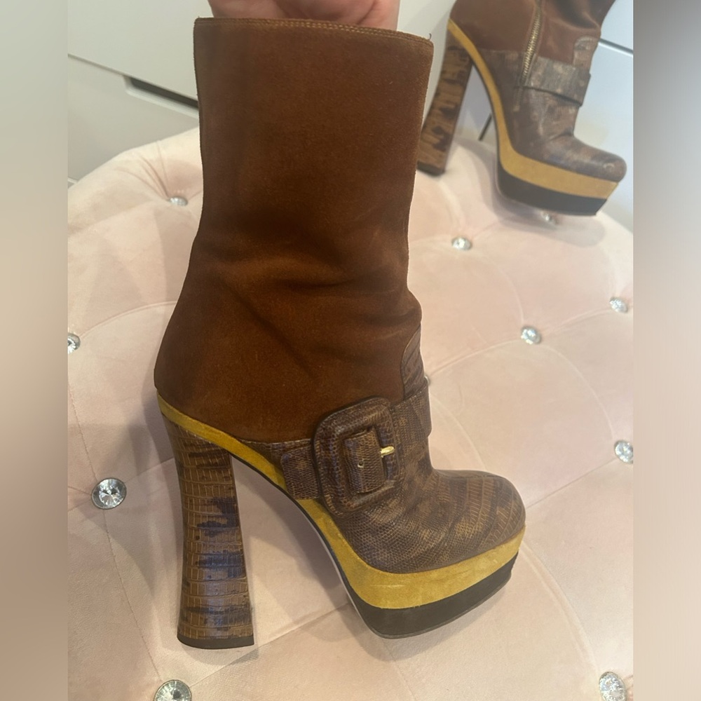 Miu Miu brown leather boots